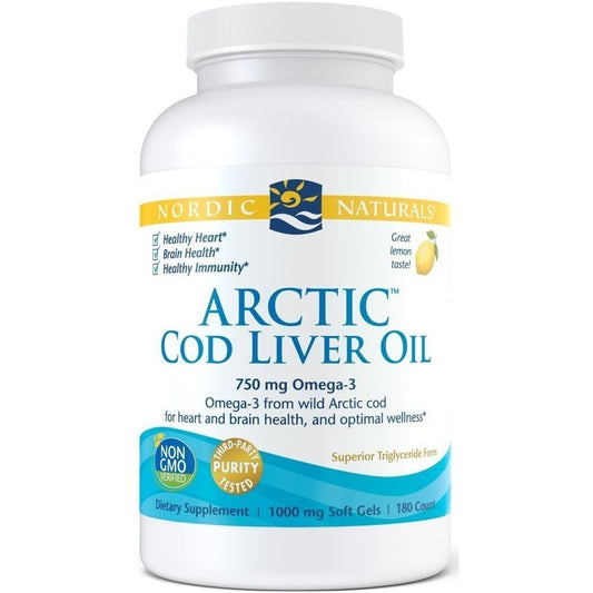 Artic Cod Liver Oil, Óleo de Figado de Bacalhau 750mg 180 Soft Gels - Nordic Naturals