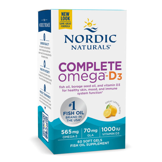 Complete Omega-D3 565mg + 70mg GLA, 60 Soft Gels - Nordic Naturals