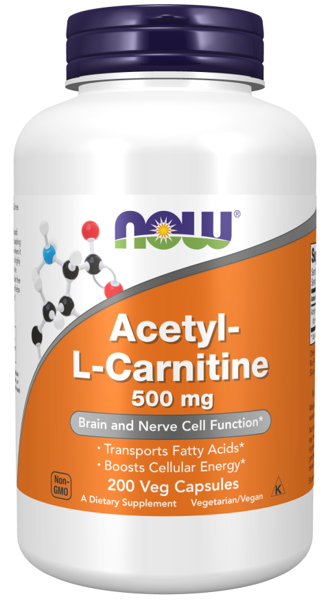 Acetyl-l-Carnitina 500mg 200 Veg Caps - Now Foods
