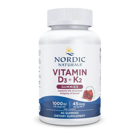 Vitamin D3+K2 Gummies, Pomegranate, 60 gummies - Nordic Naturals