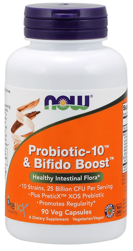 Probiotic-10 e Bifido Boost, 90 vcaps - Now Foods