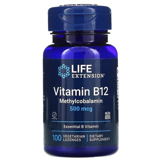 Vitamin B12 Methylcobalamin, 500mcg, 100 vegetarian lozenges - Life Extension