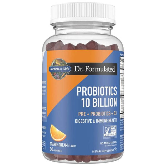 Dr. Formulated Probióticos 10 bilhões, sabor Laranja, 60 gomas - GARDEN OF LIFE