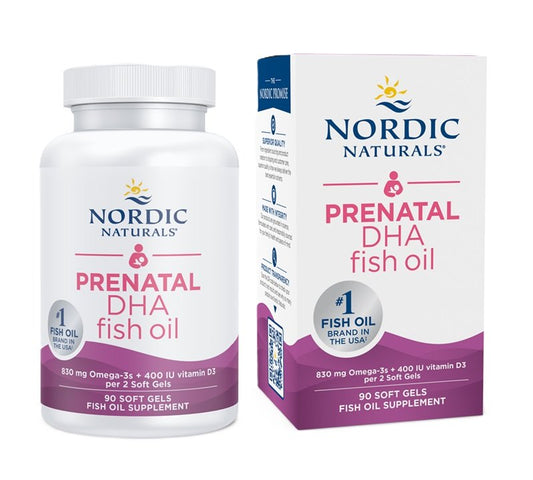 Prenatal DHA, 830mg Omega-3 + 400 IU D3 Sabor Neutro, 90 softgels - Nordic Naturals