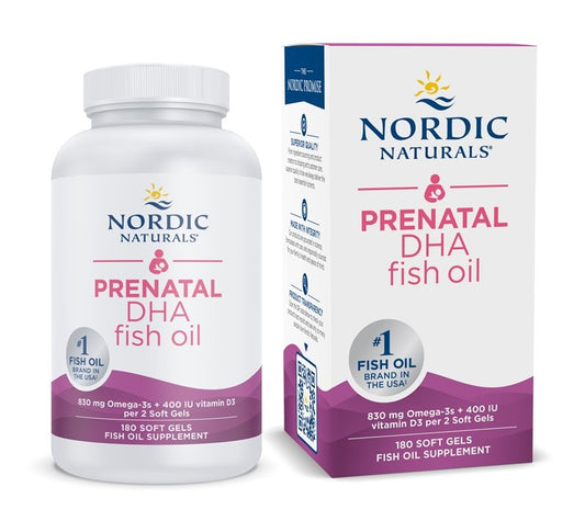 Prenatal DHA, 830mg Omega-3 + 400 IU D3 Sabor Neutro,  180 softgels - Nordic Naturals