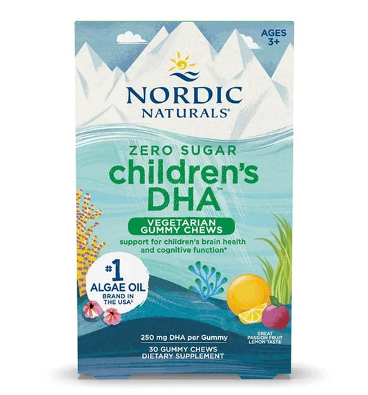 Children's DHA Vegetarian Gummy Chews, 250mg Passion Fruit Lemon, 30 gummies - Nordic Naturals