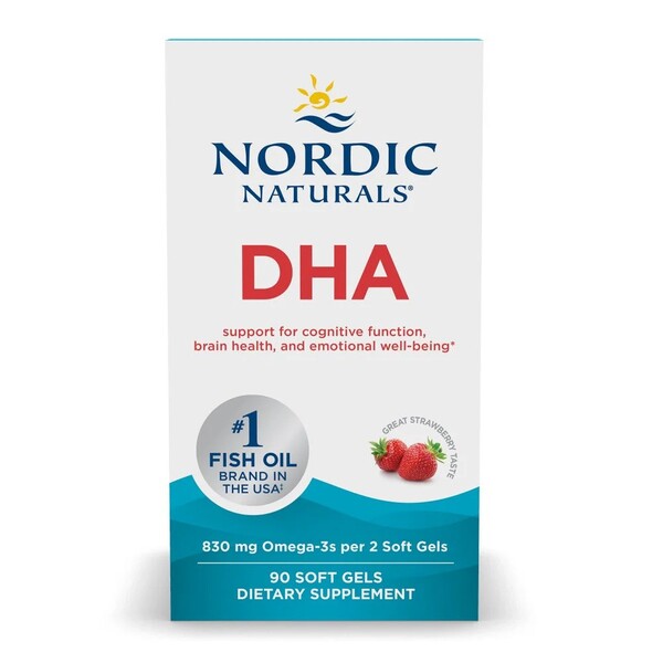 DHA 830mg, sabor a morango, 90 softgels - NORDIC NATURALS