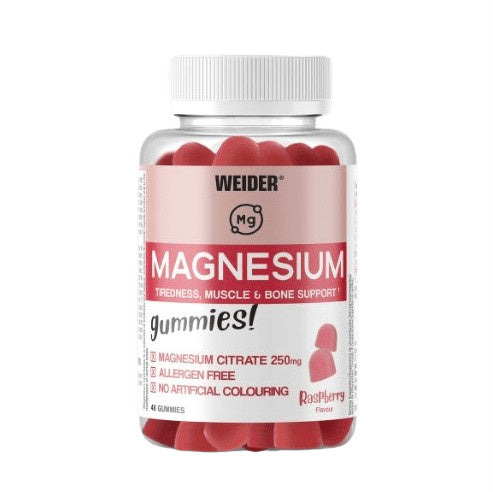 Magnésio em gomas 250mg, sabor a framboesa, 48 gomas - WEIDER