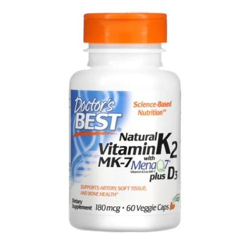 Vitamina K2 MK-7 Natural com MENAQ7 PLUS D3 180MCG, 60 CÁPS - Doctor´s Best