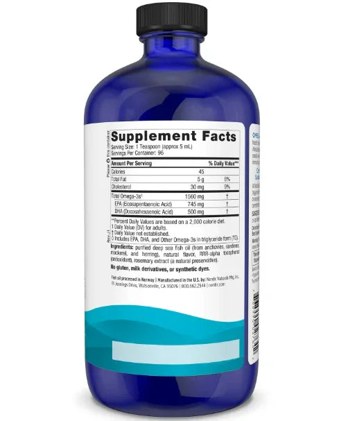 Omega-3, 1560mg Lemon 473 ml - Nordic Naturals
