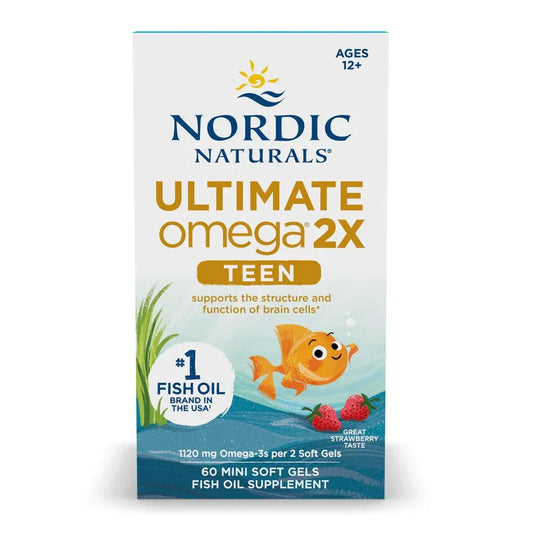 Ultimate Omega 2X Fish Oil TEEN, Strawberry, 60 mini softgels - Nordic Naturals