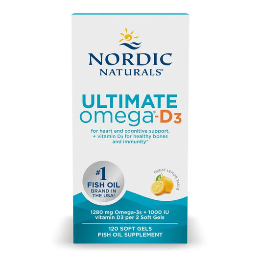 Ultimate Omega-D3 Fish Oil, 1280mg Lemon, 120 softgels - Nordic Naturals