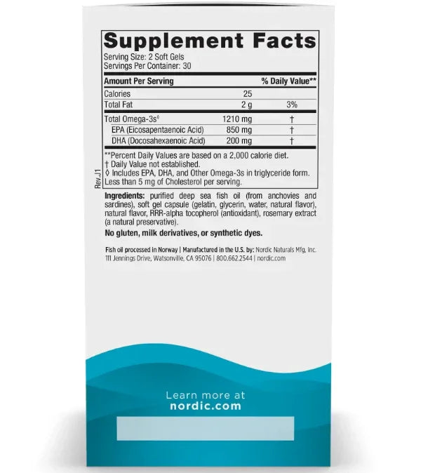 EPA, 1210mg Lemon, 60 softgels - Nordic Naturals