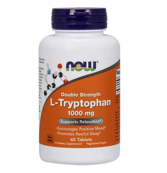 L-Tryptophane, 1 000 mg, double concentration, 60 comprimés – Now Foods