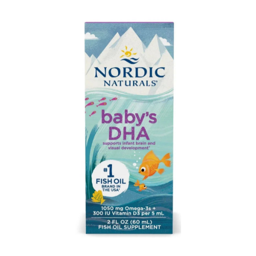 Óleo de peixe DHA para bebês, 1050 mg de ômega-3 com vitamina D3, 60 ml - NORDIC NATURALS