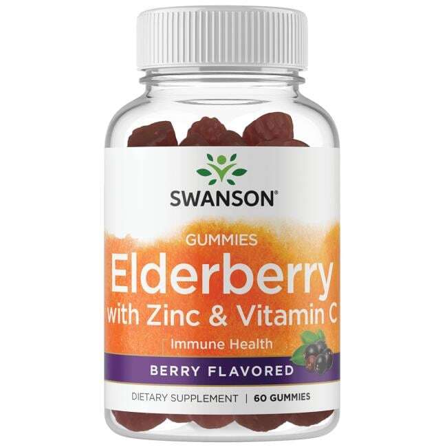Gomas de sabugueiro com Zinco e Vitamina C, sabor frutos vermelhos, 60 gomas - SWANSON