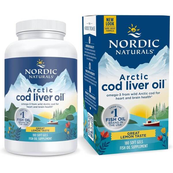 Óleo de Figado de Bacalhau, 750mg sabor a Limão, 180 softgels - NORDIC NATURALS