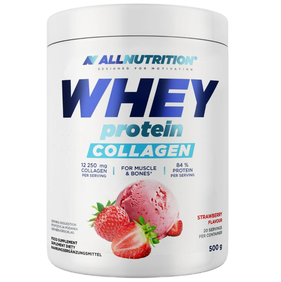 Whey Protein com Colagénio, Sabor a Morango, 500 gramas - ALLNUTRITION
