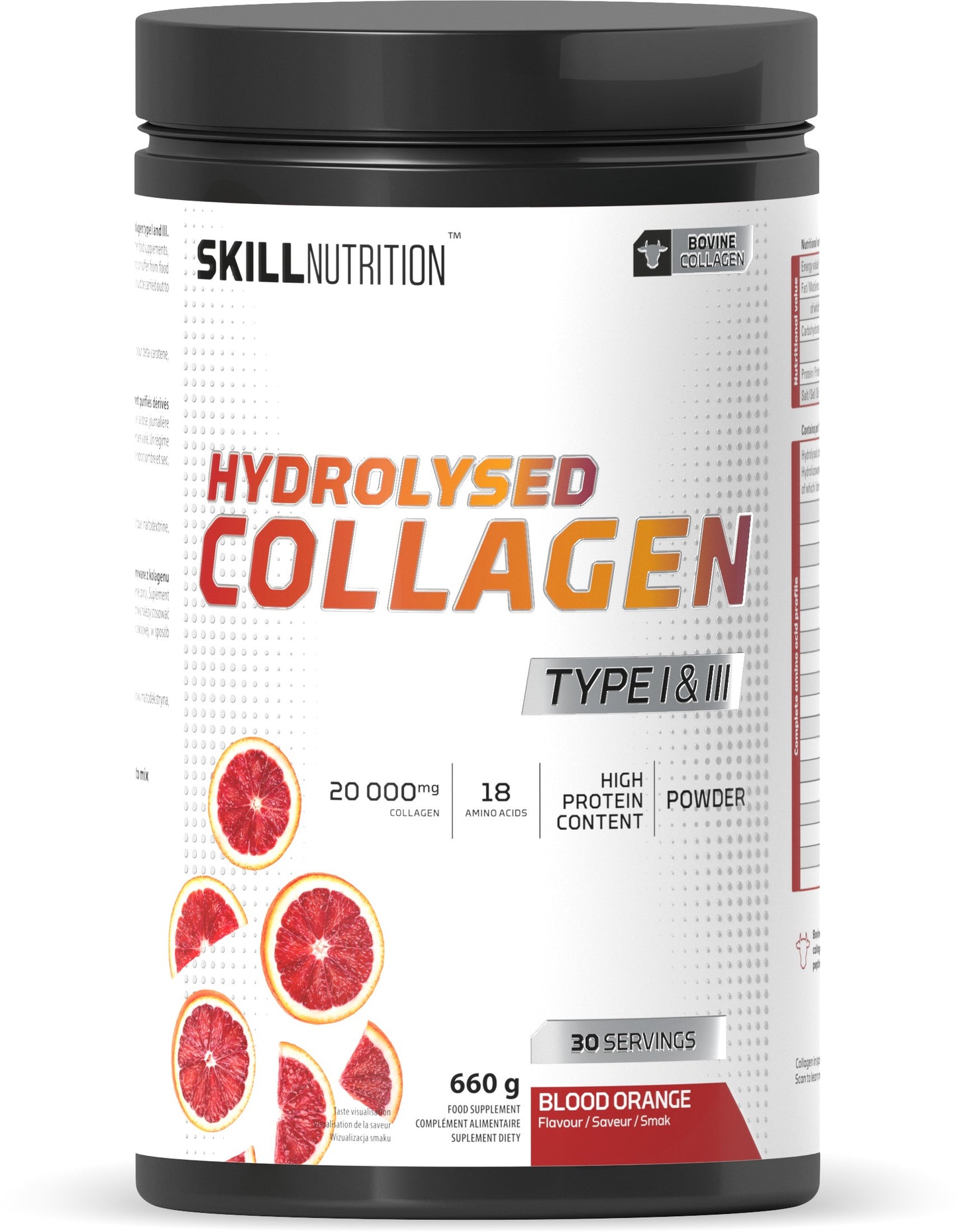 Colagénio Hidrolisado Tipo I e III, Sabor Laranja, 660 gramas - SKILL NUTRITION